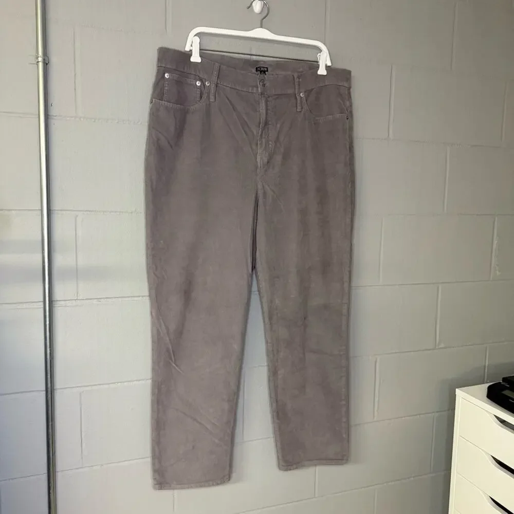 J. Crew 2023 Straight Leg Grey Corduroy Pants Women’s Plus Size 35 Cotton Blend